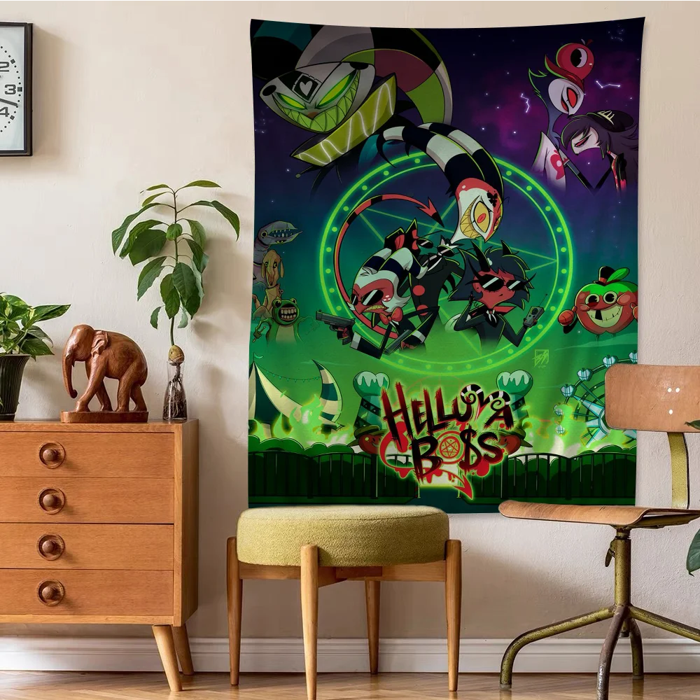 Helluva Boss Cartoon Tapestry Anime Tapestry Hanging Tarot Hippie Wall Rugs Dorm Wall Hanging Sheets