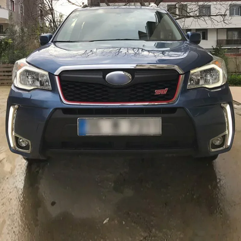 

12V LED DRL Daytime Running Light For Subaru Forester 2013 2014 - 2018 Yellow Turn Signal Daylights LED Headlight Bumper lamps