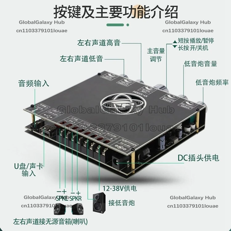 2*220 Вт + 350 Вт TPA3251 Плата усилителя мощности Bluetooth 2,1 канала класса D USB Звуковая карта Сабвуфер Театр Аудио Стерео Эквалайзер 7498E