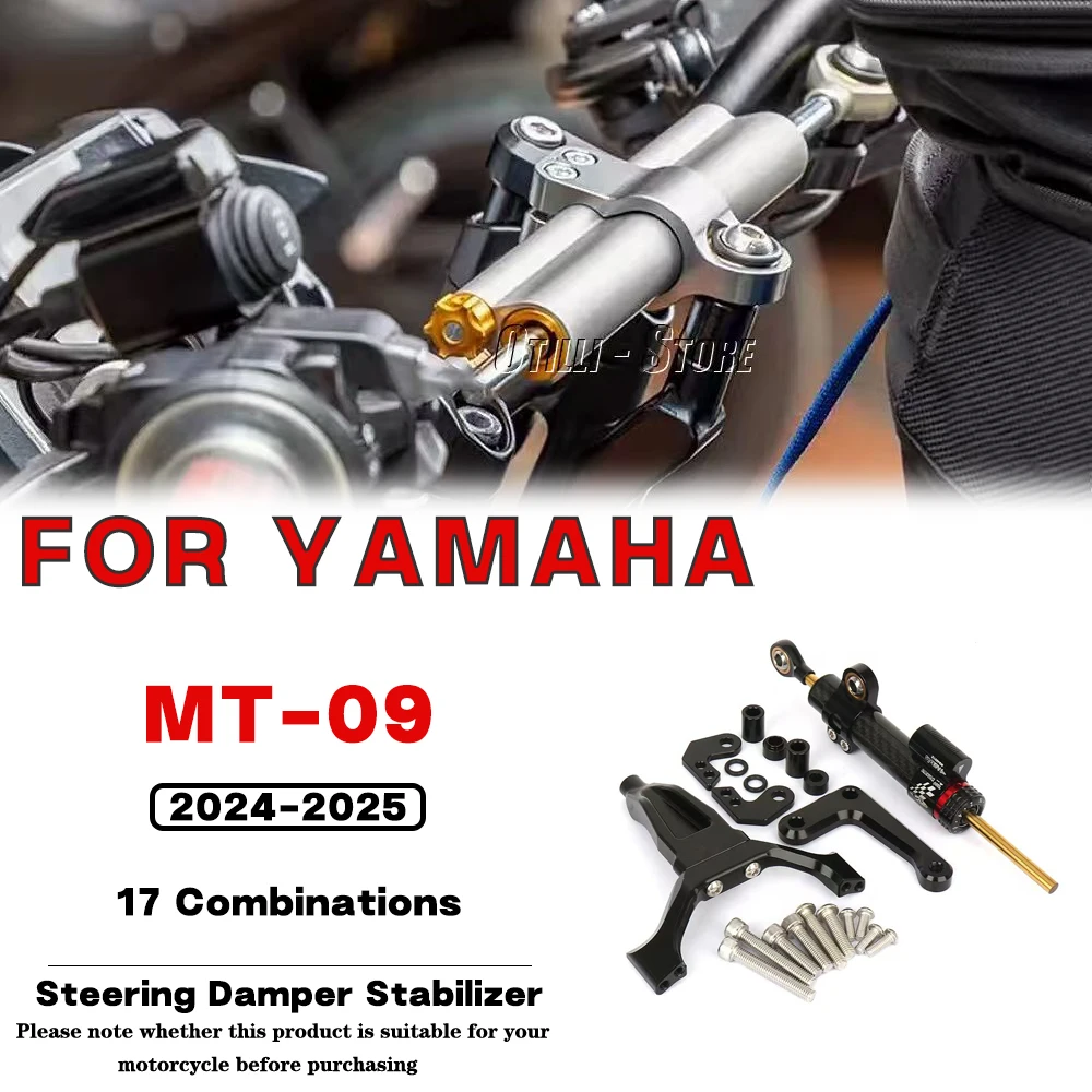 

For YAMAHA MT09 MT-09 2024 2025 Motorcycle CNC Aluminum Adjustable Damper Steering Stabilize Safety Control Bracket Mounting Kit