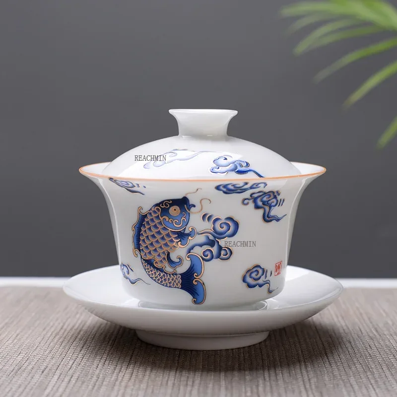 High Quality White Porcelain Gaiwan Tea Set Travel Ceramic Tea Set Kung fu White Tea Set Chinese Porcelain Gaiwan Cup