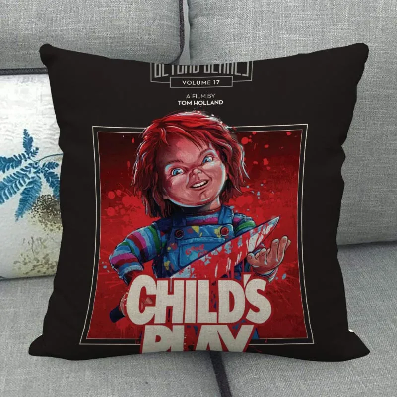 4Pcs Cult Classic Chucky Throw Pillow Covers with Multi-style Child's Play Movie Character Poster Pattern Cushion Cases