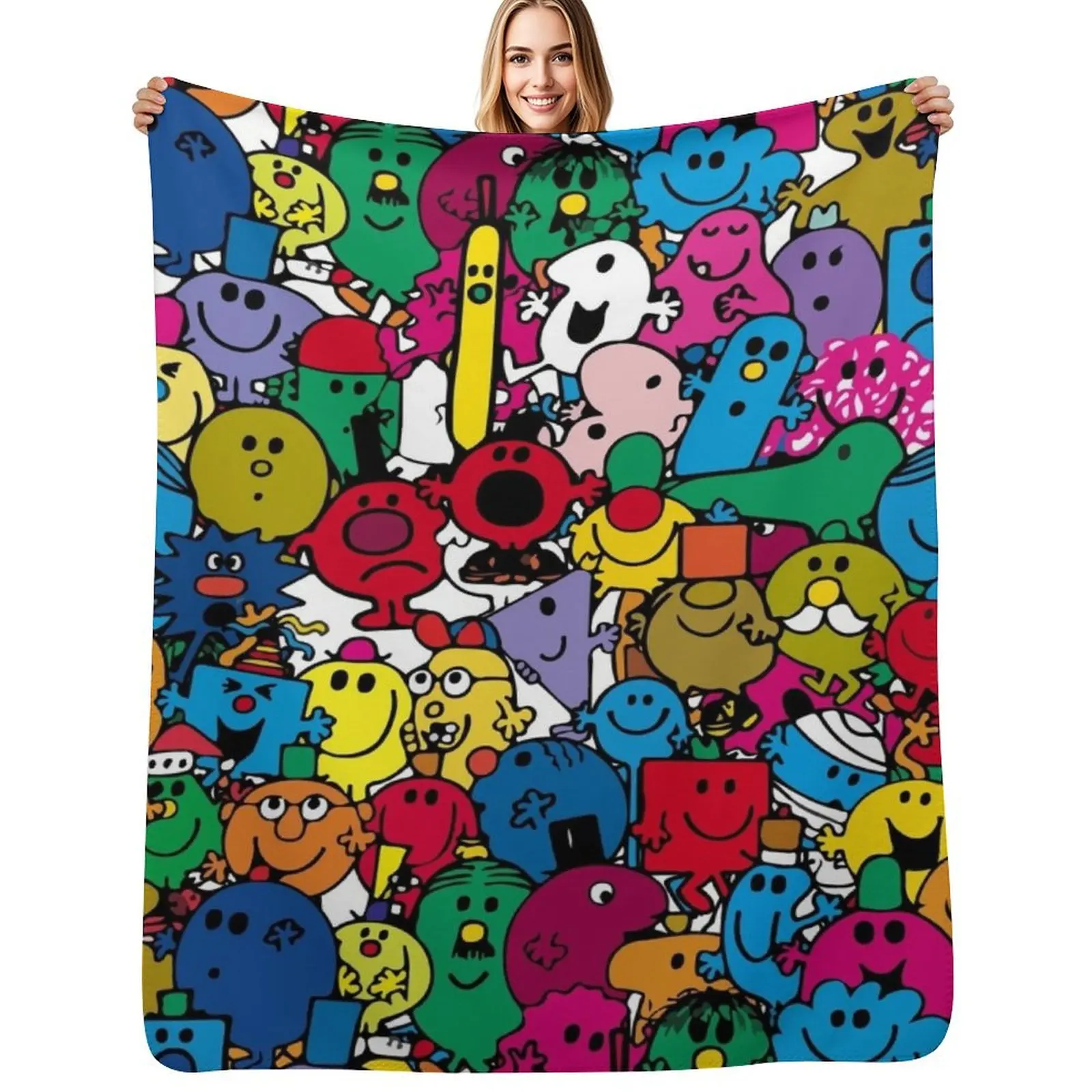 

Mr Men Pattern Throw Blanket Soft Plush Blanket as Housewarming Gift