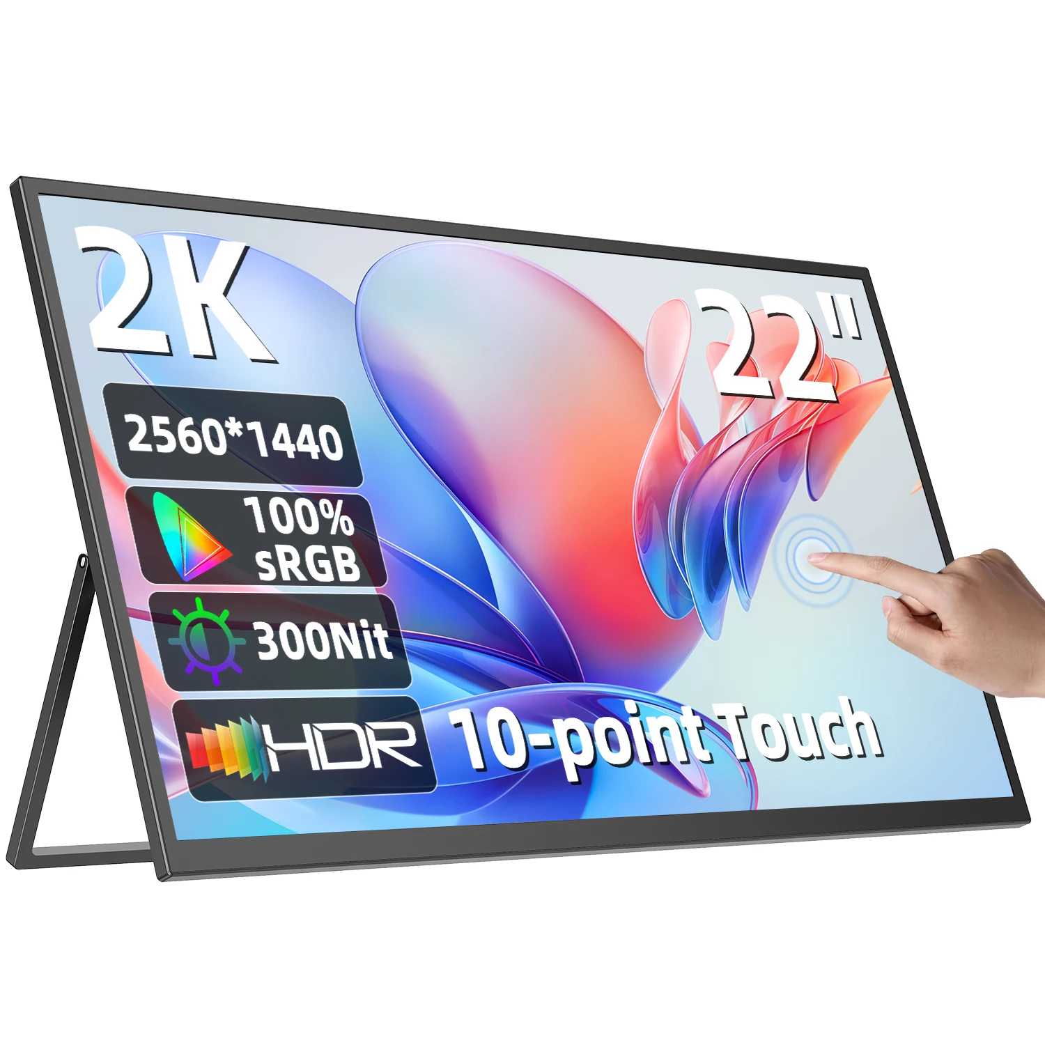

UPERFECT 22"2K Touch Portable Monitor IPS Screen Gaming Display Type-C HDMI With Holder Stand For Phone Mini PC Loptop Extension