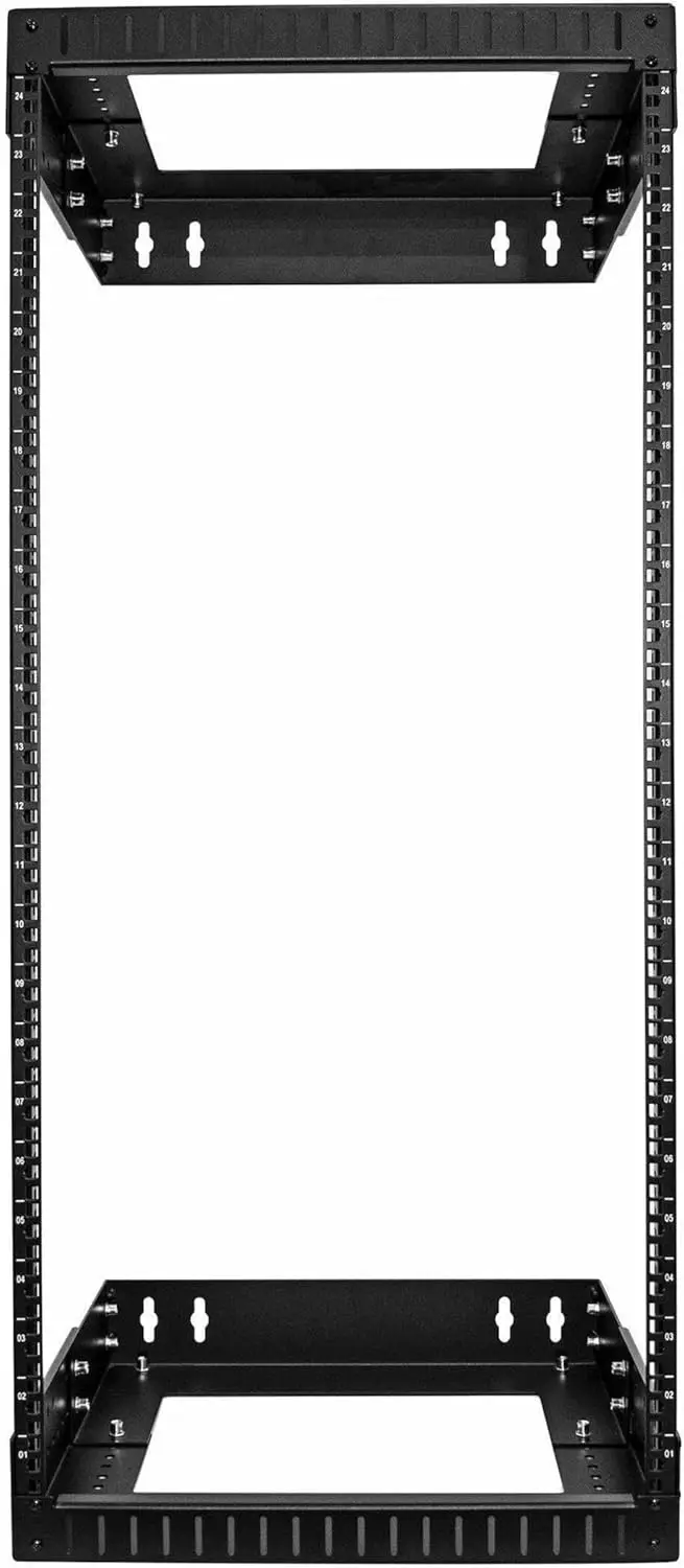 StarTech.com Rack réseau à montage mural robuste à 2 pôles 24U, support de serveur à cadre ouvert de 19" avec profondeur réglable, données de montage mural Ra