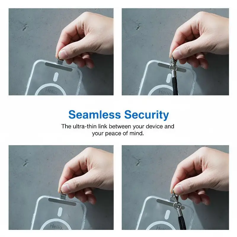 Universal Cell Phone Tether Tab Stainless Steel Safety Lanyard Patch Adapter Fit All Smartphone with Full Coverage Case