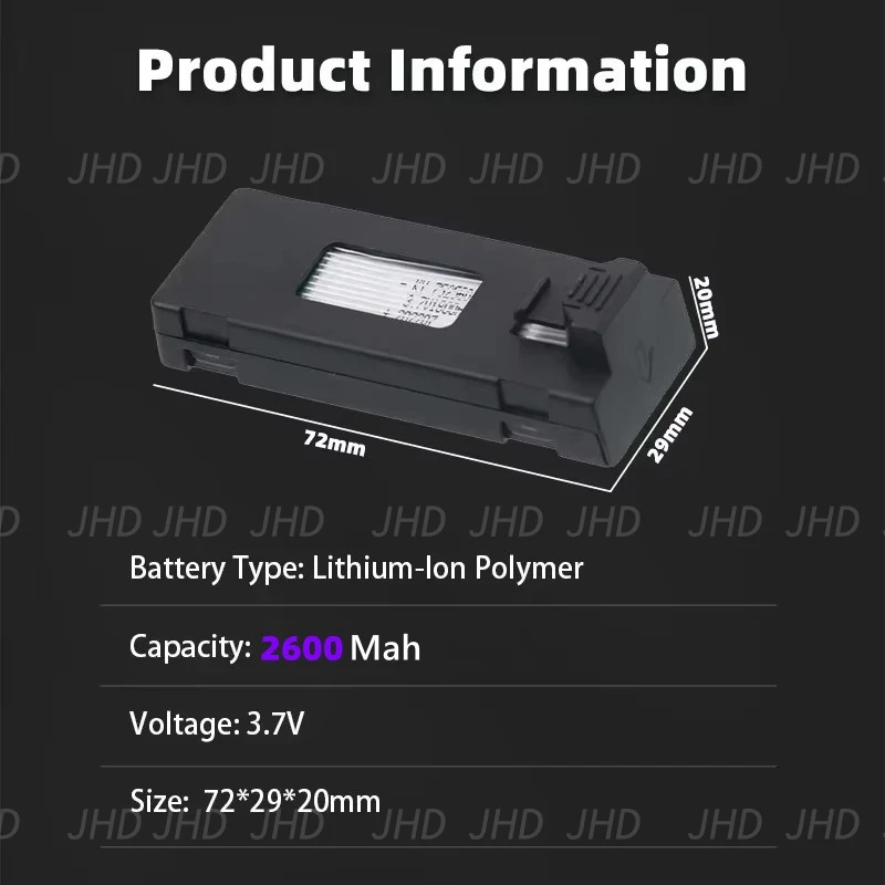 JHD V88 3.7V 2600mAh LiPo Battery Drone Backup V88 PRO Battery For V88/E88 Mini Drone Battery RC Parts