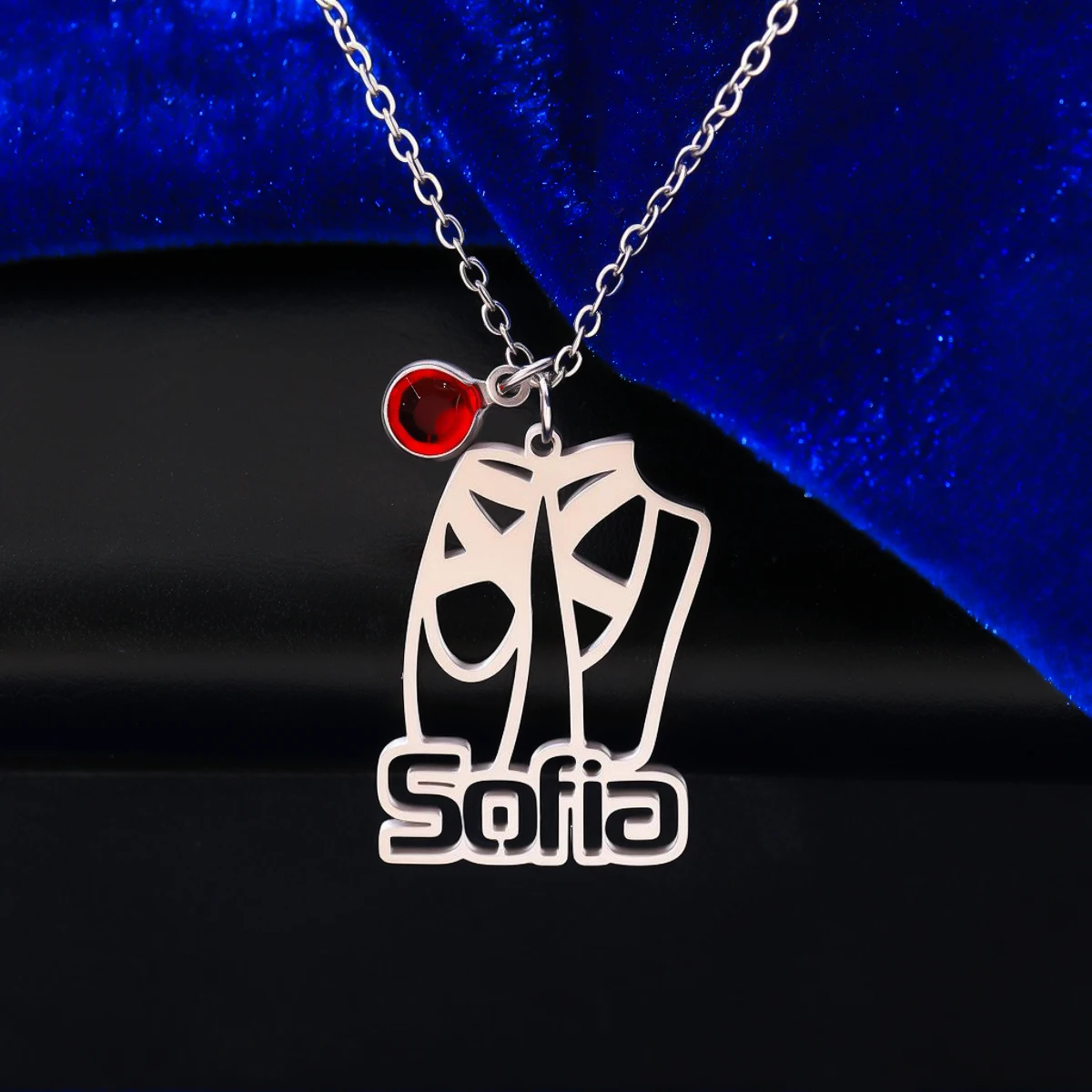 

Ажурное балетное ожерелье из нержавеющей стали с индивидуальным именем, женское модное ожерелье с подвеской, подарок на день рождения