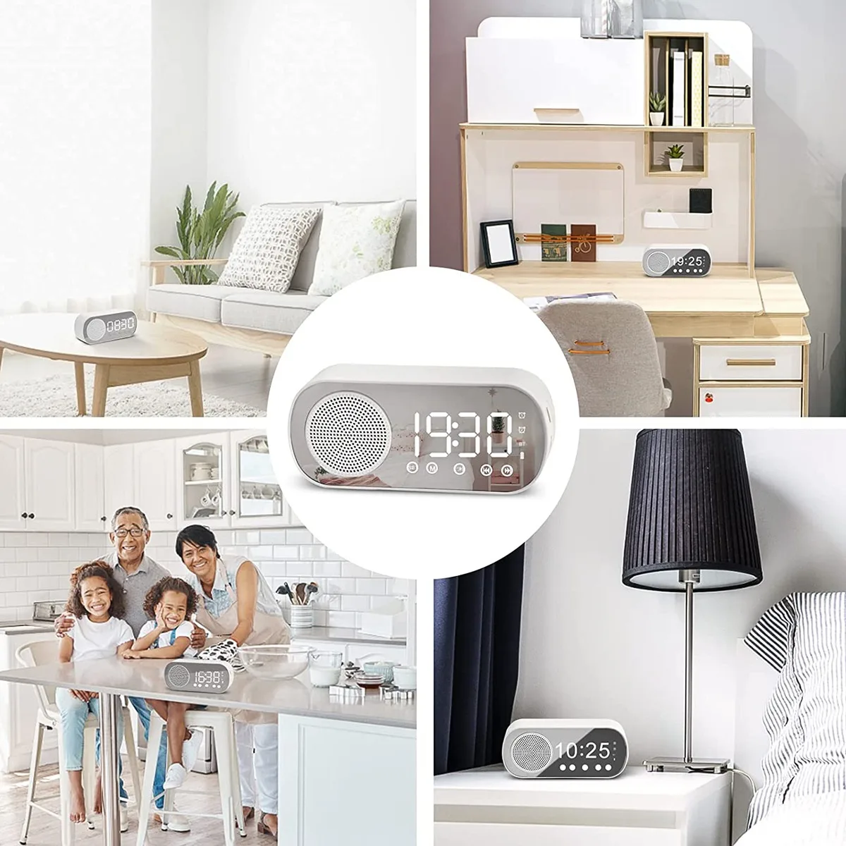 T85C LED Digital Alarm Clock with FM Radio and Bluetooth Speaker, 3 Levels Brightness Diming Mode,Snooze Clocks for Decor