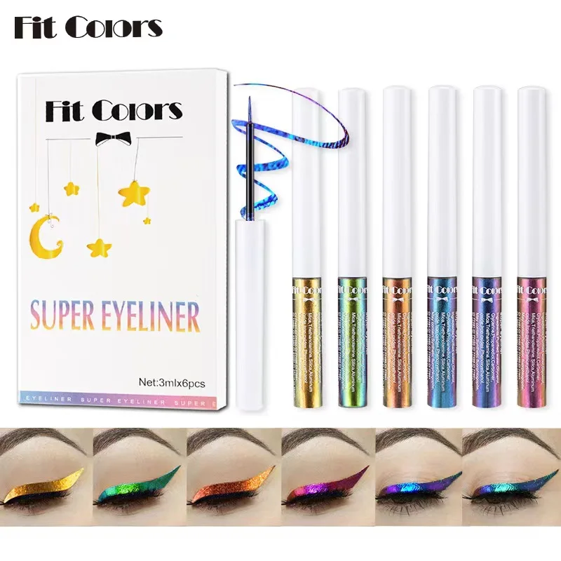 Optical Chameleon Liquid Eyeliner 6 pcs/set Luz mudando cor palco outfit Liquid Eyeliner