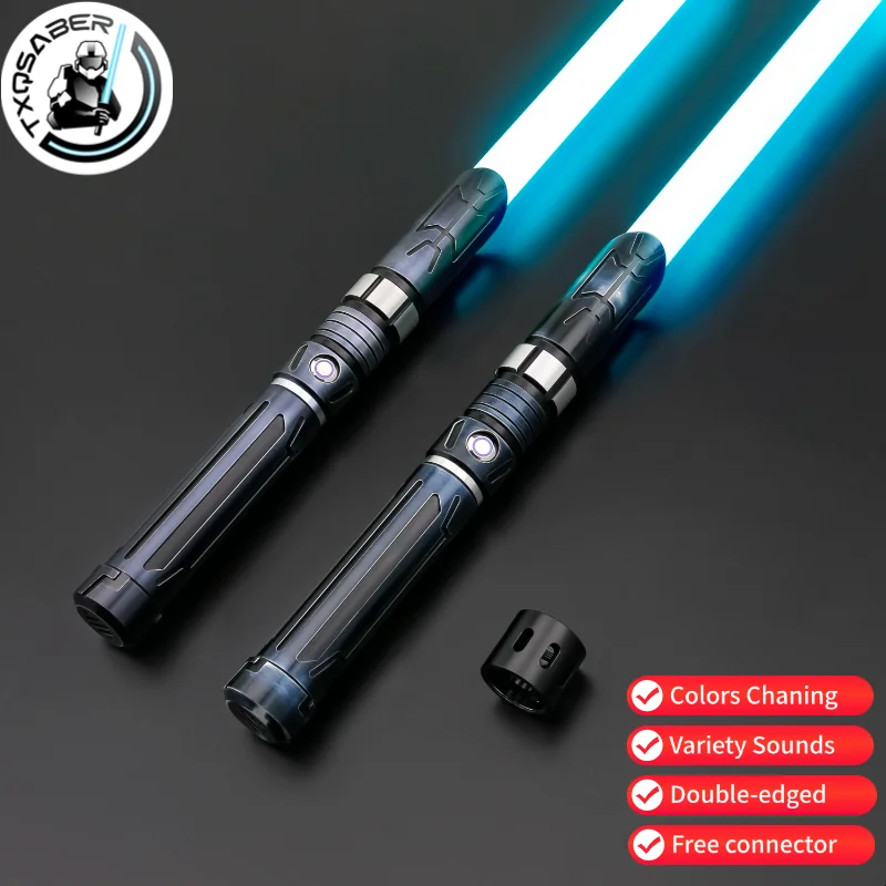 TXQSABER Lightsaber 2PCS Kotor Double Swords Heavy Dueling 16 sounds Laser Combat Gift Jedi Metal Handle Toys Glow Luminous