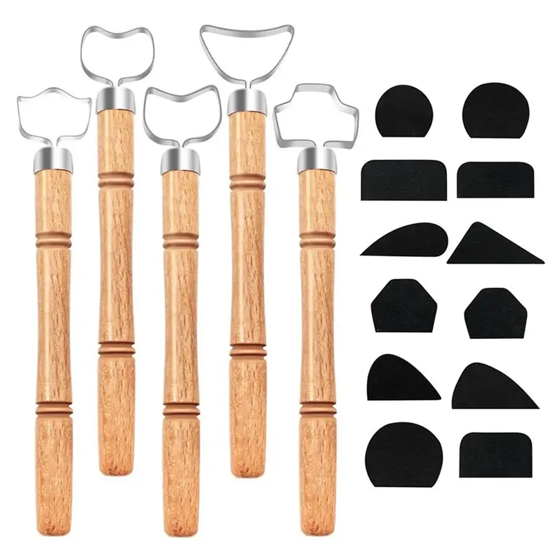 

ABGH-Pottery Carving Tool Set- Mug Handle& 12PCS Tools For Clay Crafting Including Extruder
