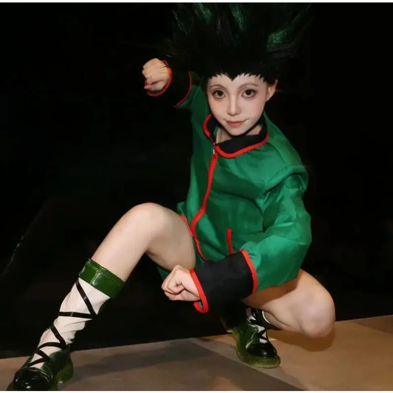 Anime caçador x caçador gon freecss cosplay traje uniforme verde acessórios de roupas conjunto halloween carnaval festa vestir-se menino