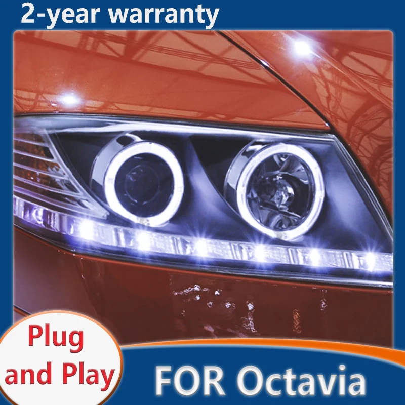 

Для Skoda Octavia фары 2007 2008 2009 светодиодный Автомобильные фары ангельские глазки ксеноновый комплект HID противотуманные фары светодиодсветодиодный дневные ходовые огни