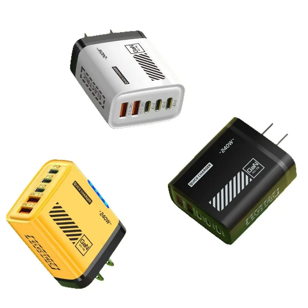 USB A + C 240 واط شاحن التوصيل مع ضوء الاتحاد الأوروبي/الولايات المتحدة مهايئ شاحن الهاتف PD QC3.0 شحن سريع USB C شاحن آيفون // سامسونج