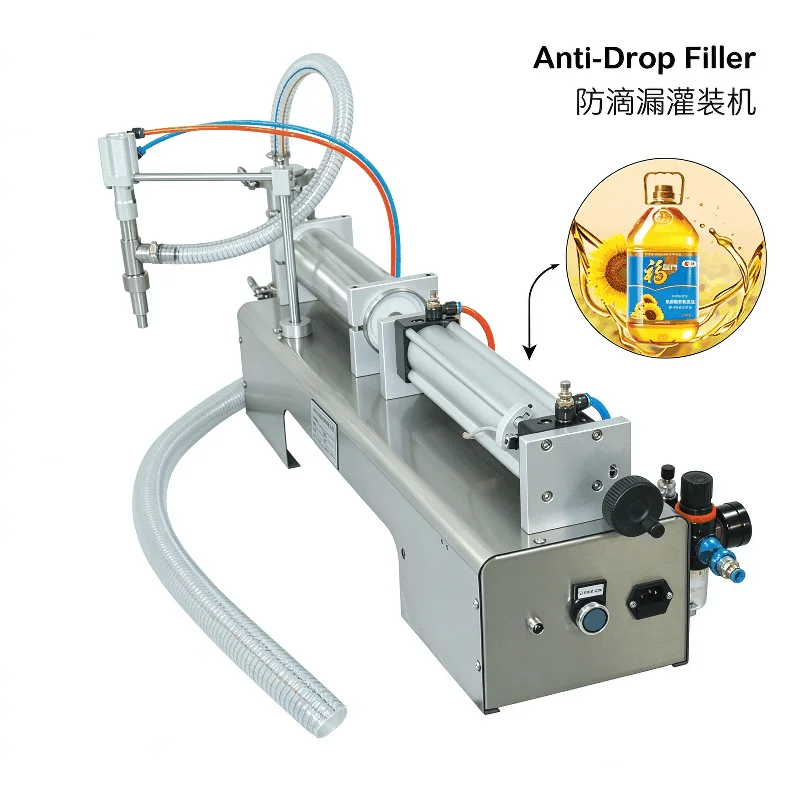 Anti-Drop Filling Machine for Liquid Stuff Pneumatic Piston Filler Semi-Auto Bottling Equipment All Range Filler with Airtac Cyl