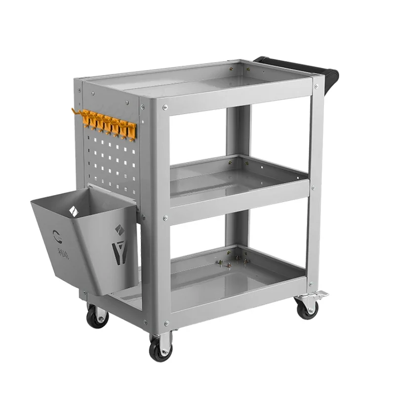 

Thickened multifunctional shelf, three-layer combination cabinet, car maintenance parts storage, mobile small cart