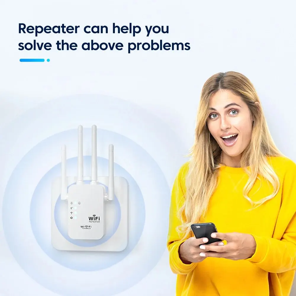 300m không dây Wifi Repeater Wifi Extender tầm xa không dây Wifi tín hiệu tăng cường mạng không dây Internet Repeater EU