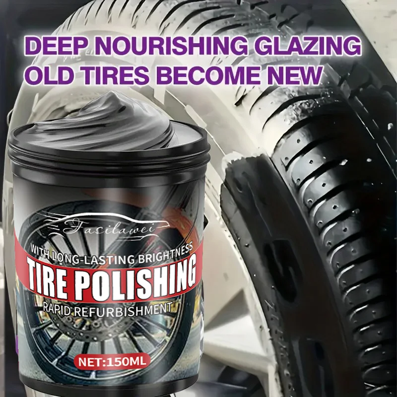 

Черный восковой полировщик шин с губкой-аппликатором, подходит для реставрации резины и пластика, прочный блеск, подходит для полосок