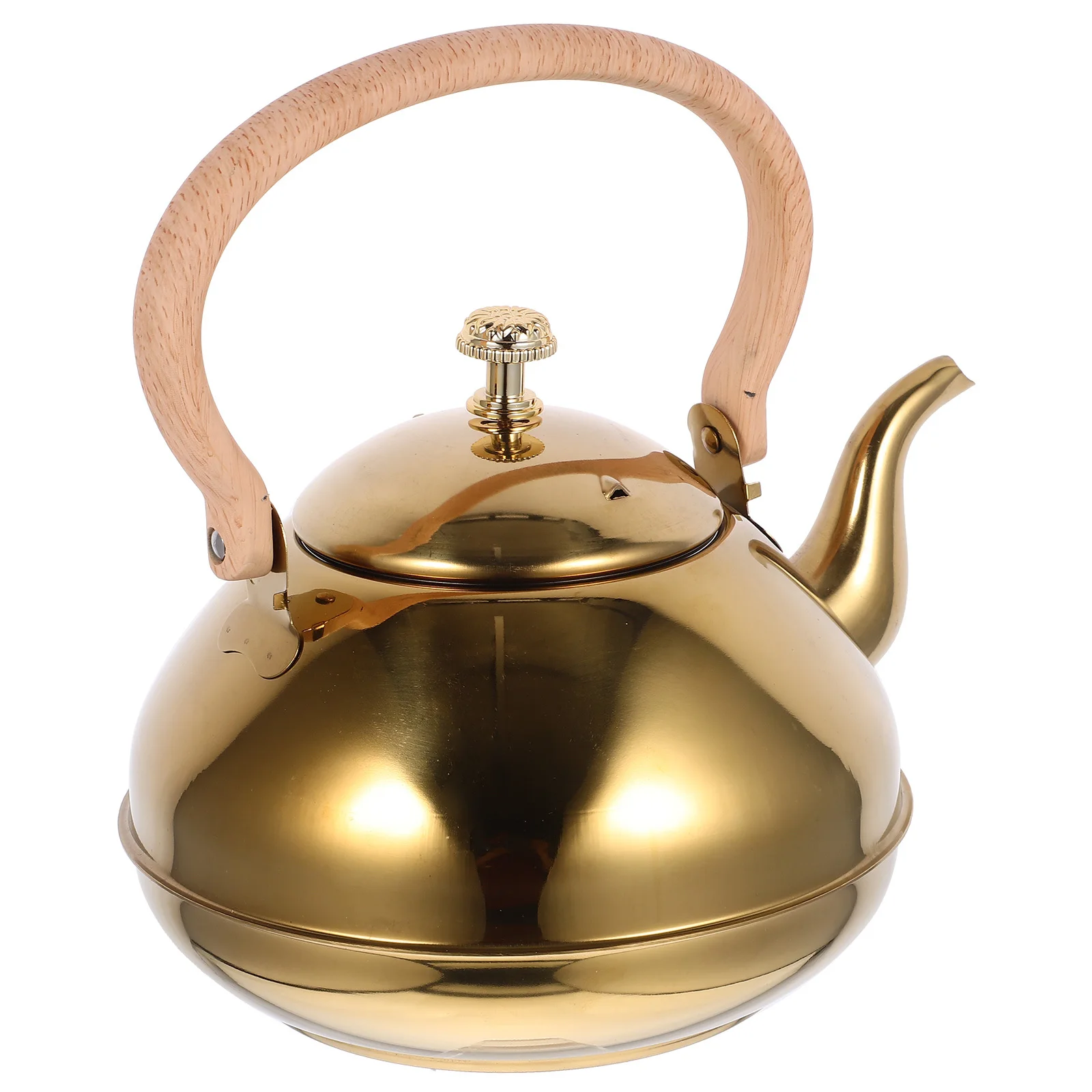 

1pc Electric Wood Handle Water Kettle Stainless Steel Large Capacity Tea Pot For Home Kitchen Office Boiling Brewing Portable