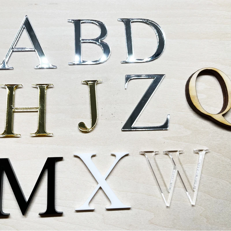 Custom Laser Cut Mirror Gold Acrylic Letters Wood Words Personalized Logo Sign For House Studio Office Decoration