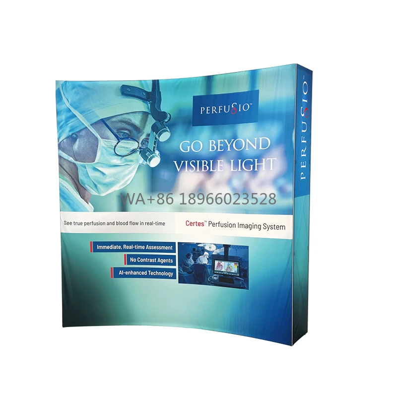 

8 футов 10 футов SEG Expo Выставка Торговая выставка Созда Со светодиодной подсветкой Изогнутый фон Led Seg Pop up 3x3 Pop up Backdrop