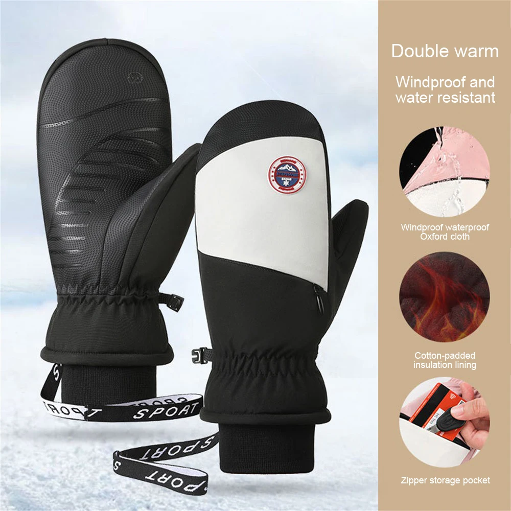 1/2PCS Ski Gloves Women Warm Winter Waterproof Skiing Snowboard Gloves Snowmobile Riding Motorcycle Outdoor Sports Cycling Snow
