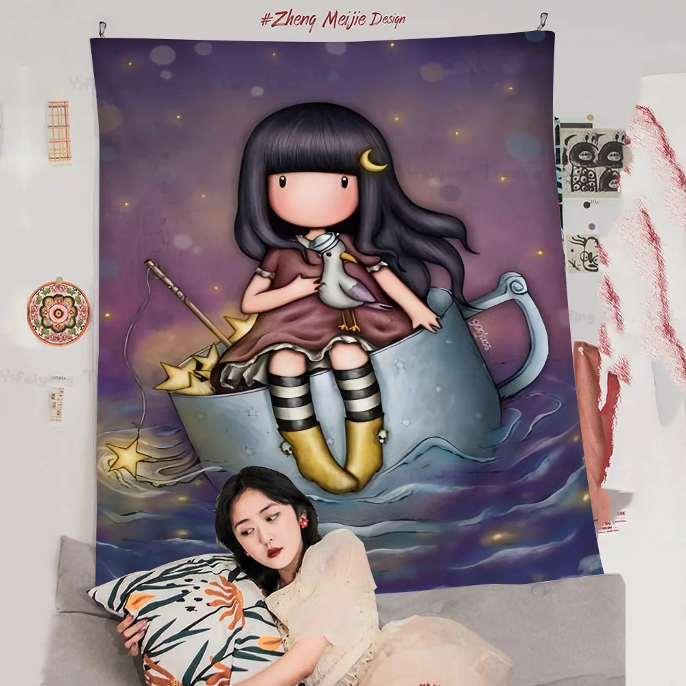 

S-Santoro-Gorjuss Cute Cartoon Girl Tapestry Art Printing Japanese Wall Tapestry Anime Wall Hanging Home Decor