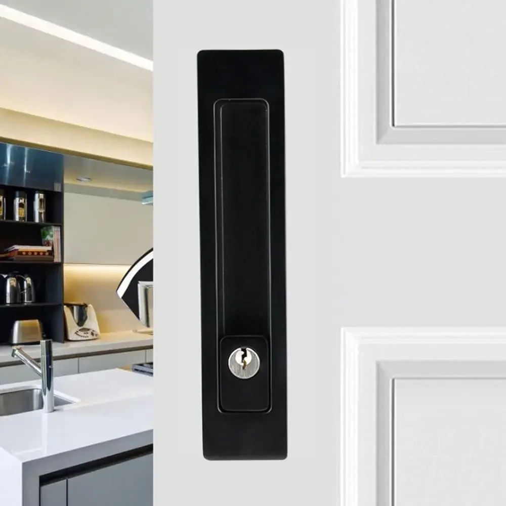 

Black Invisible Recessed Handle with 3 Keys Set Sliding Door Mortise Lock Latch Interior Wood Door Lock Furniture Hardware