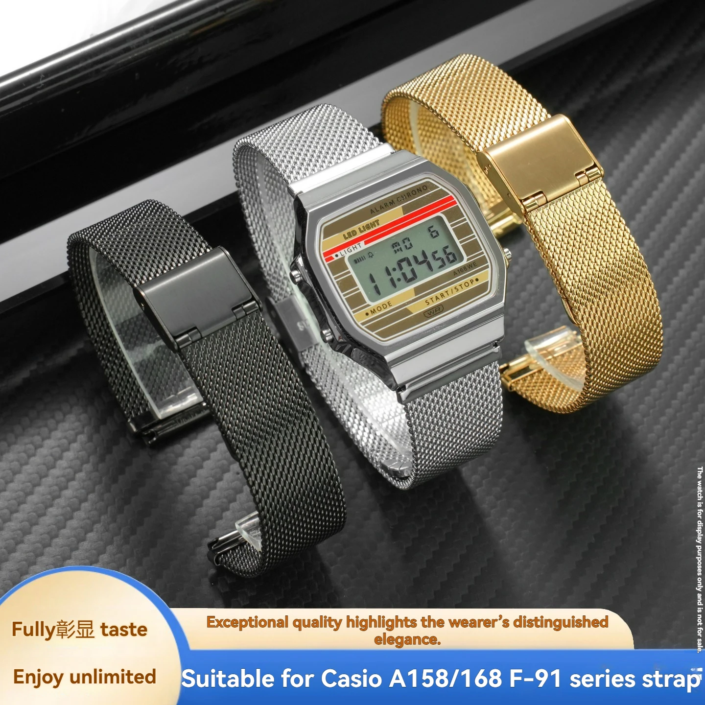 Edelstahl-Metallgehäuse- und Armband-Mod-Kit mit Werkzeug für Casio F91W A158 A159 A168, modifiziertes Uhrenarmband-Ersatzset