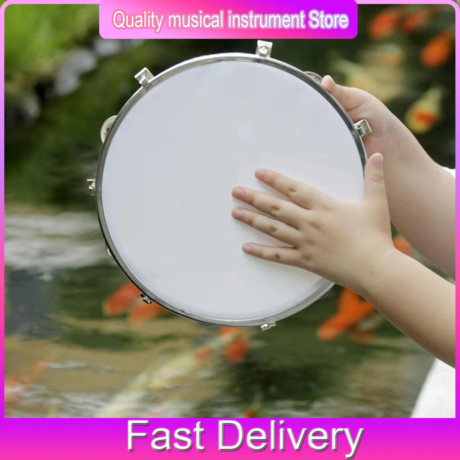 10 Inch Tambourine Orff Wooden Hand Drum Music Enlightenment Education Safety Children's Gifts Percussion Musical Instruments