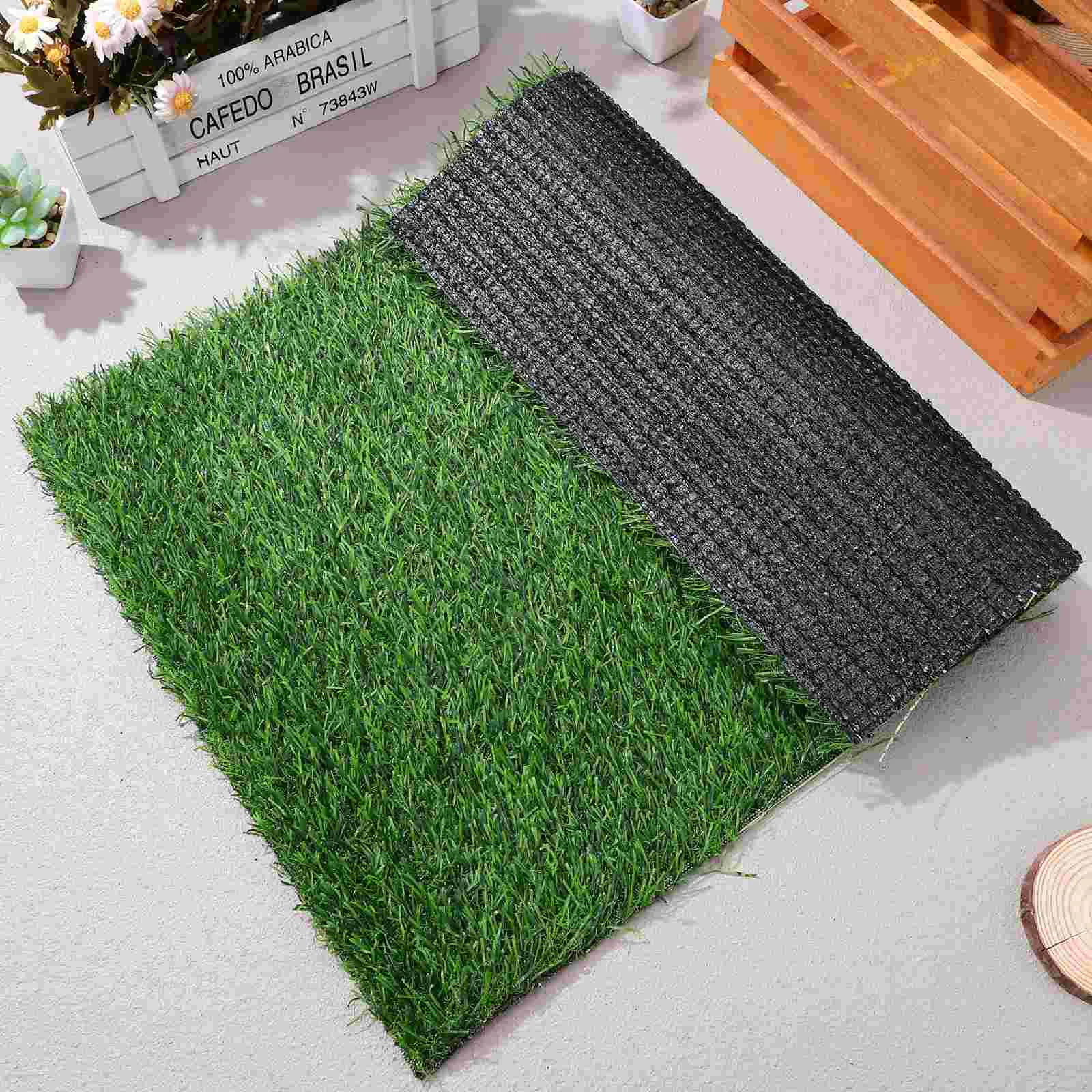 Foot Mat Green Artificial Grass Bedding Fake Turf Rug Plastic Rubber Front Door