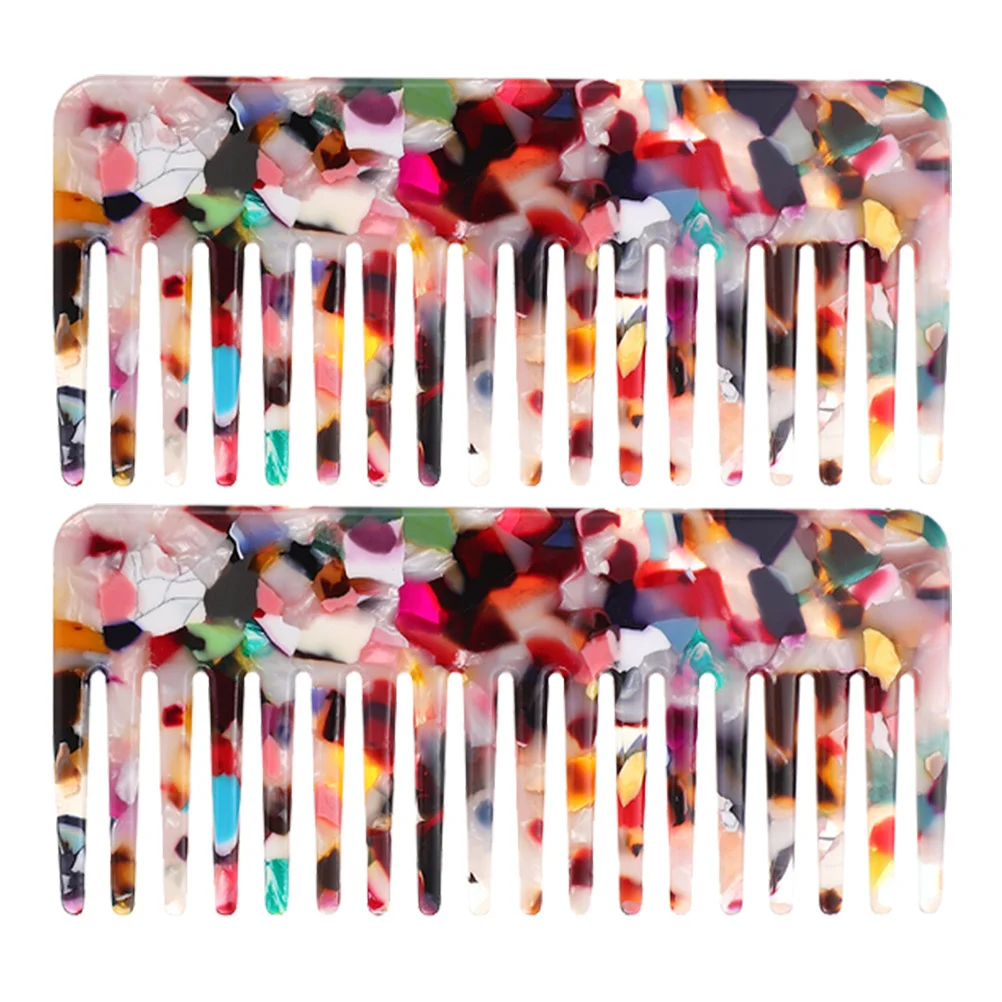 

2pcs Anti Static Combs For Curly Hair Wide Tooth Detangler Comb Set Styling Tool For Women Wet Dry Hair Travel Home Use