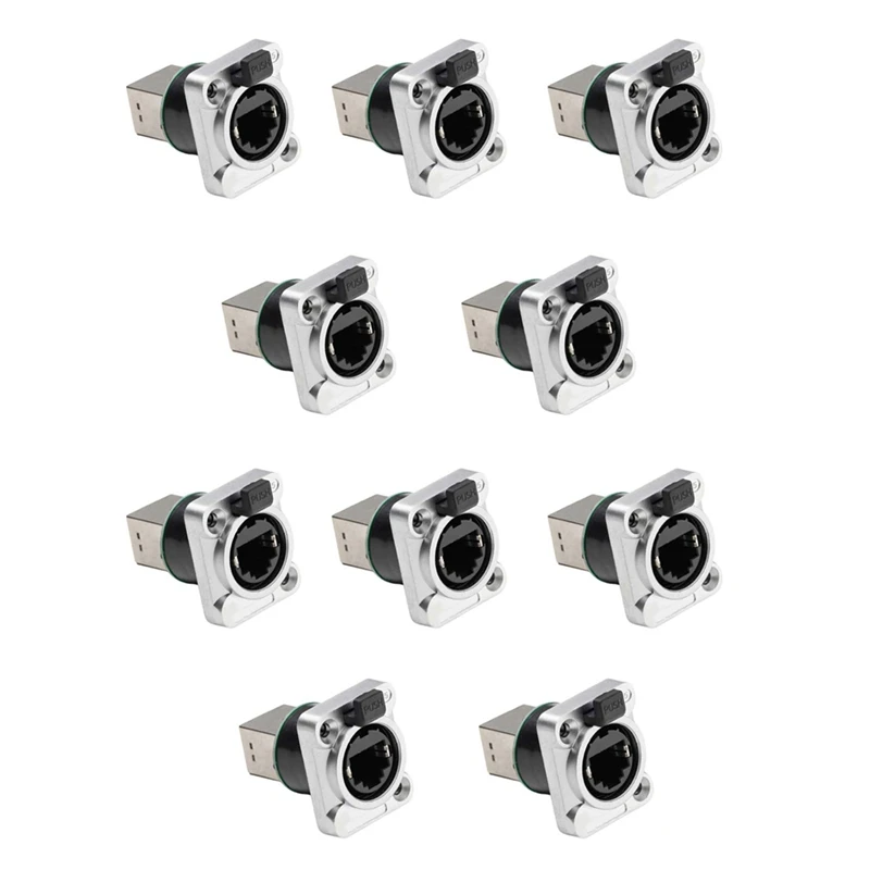 10PCS Ethernet Rj45 Chassis Socket NE8FDP Ethernet Pass Through Connector IP65 Waterproof