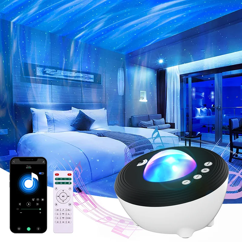 Smart Nachtlicht Aurora Galaxy Projektor LED Drehen Bluetooth Lautsprecher Sky Projektion Lampe Weiß Noise Decor Schlafzimmer Party Geschenke