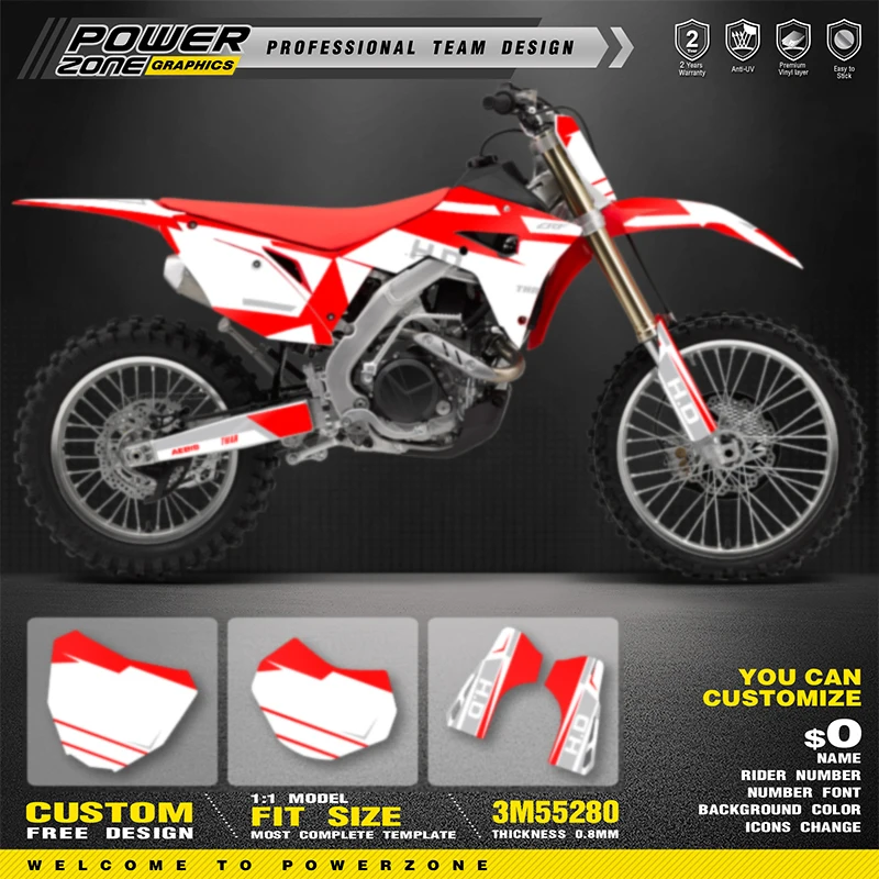 

PowerZone Full Graphics Background Decals Stickers Kit For HONDA 2021 2020 2019 2018 CRF250RX 2020 2019 2018 2017 CRF450RX 001