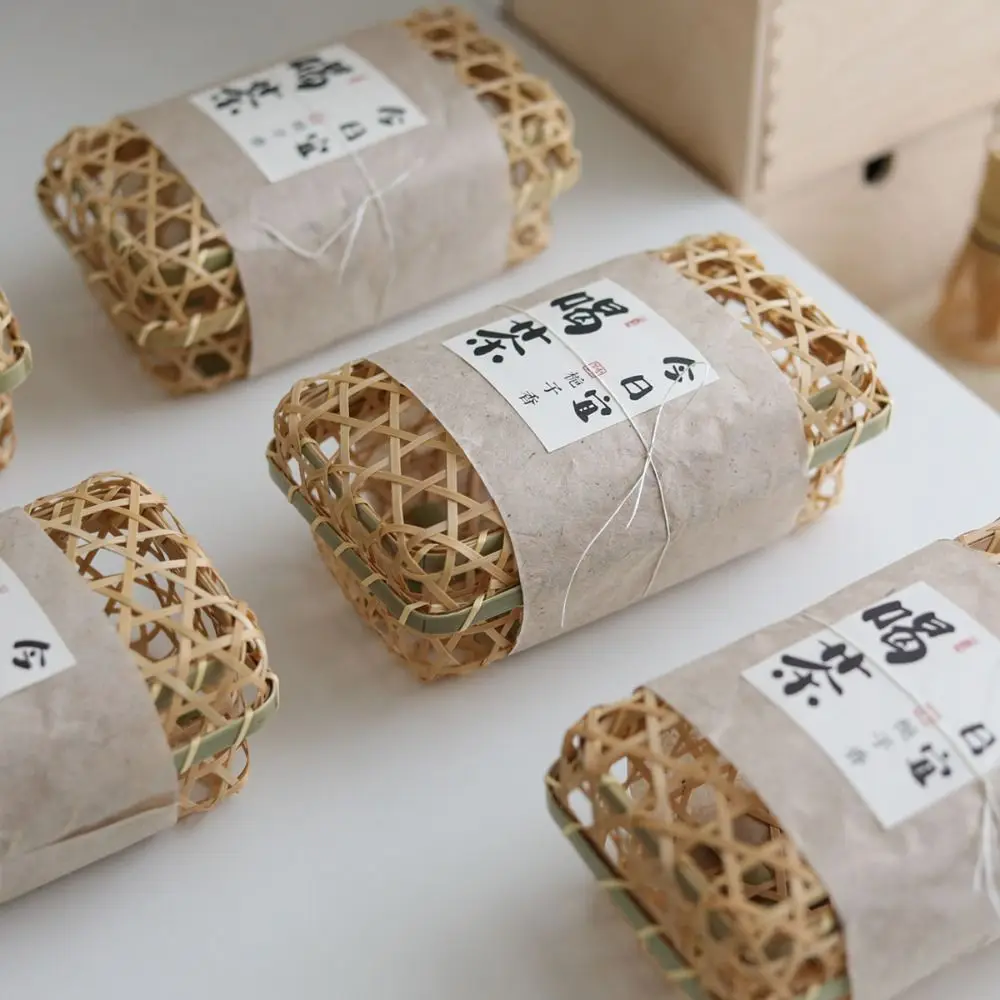 Portable Bamboo Packaging Gift Box Natural Vintage Hand Gift Basket Hand Woven Eco Friendly Food Basket Mid-autumn