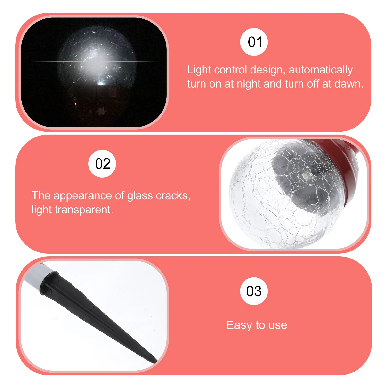

4 PCS Large Lawn Lamp Christmas Solar Panel Lights Panels Cracked Glass Waterproof