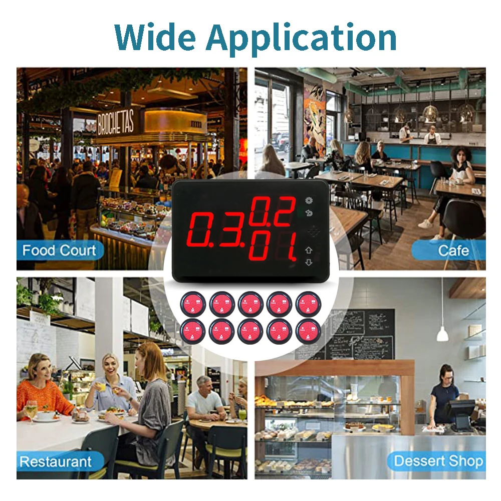 Wireless Table Call Pager System, Labor Cost Saving Service Call Bell for Restaurant Hotel Cafe
