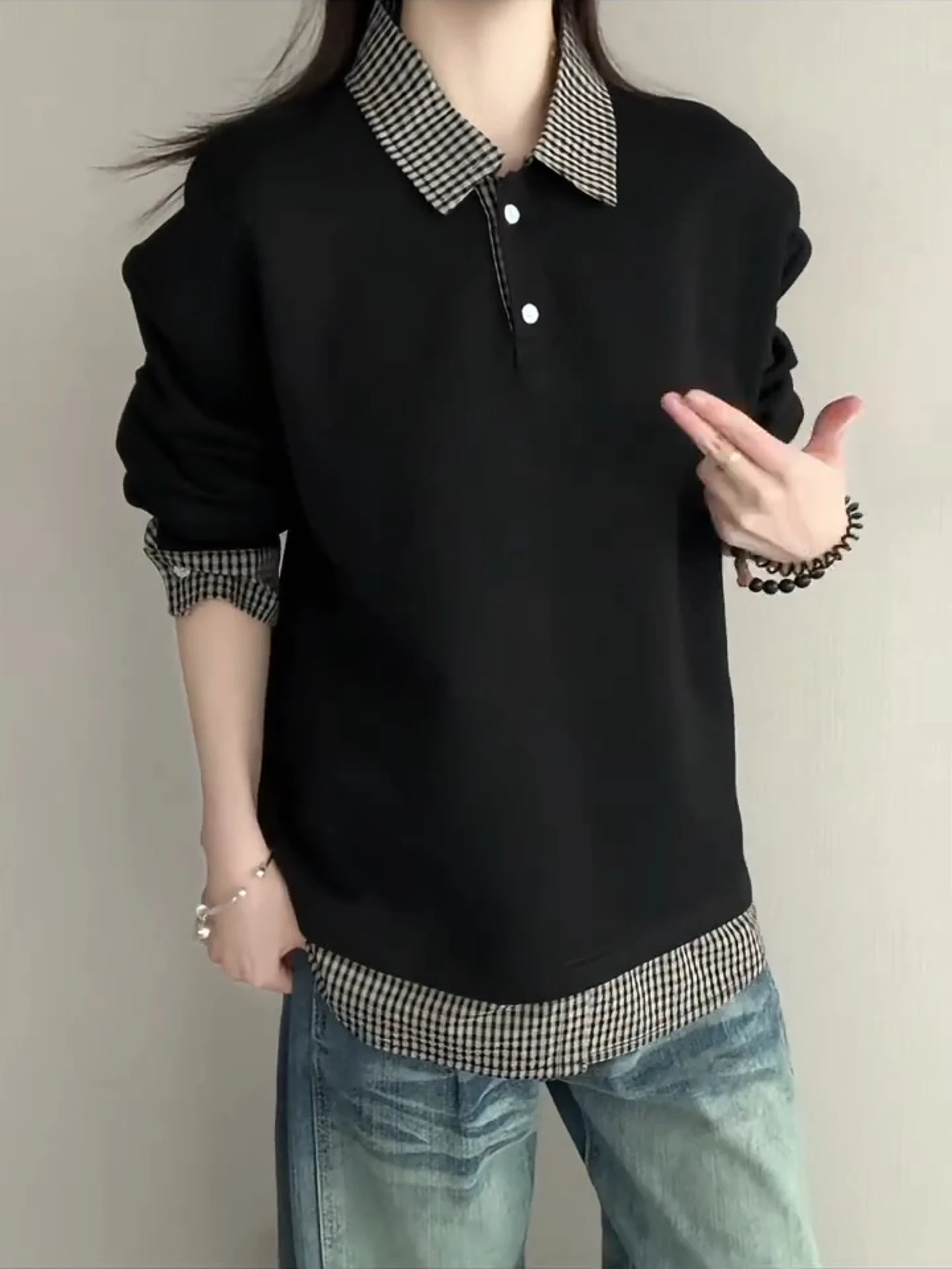 Camiseta Masculina de Caimento Solto, Estilo Casual, Gola Polo, Algodão Poliéster, Corte Boxy, Primavera Outono, Alta Qualidade