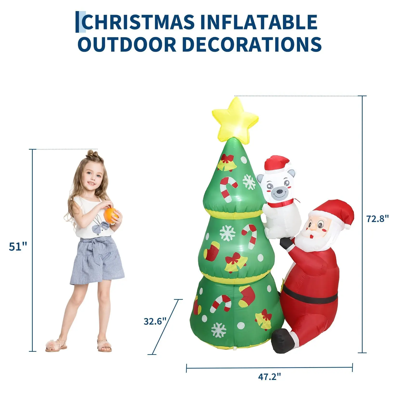 7ft Christmas Inflatable Santa & Polar Bear With Tree, Lighted Blow Up Yard Decor With Leds, Blower, Stakes For Home Lawn Garden Porch 2