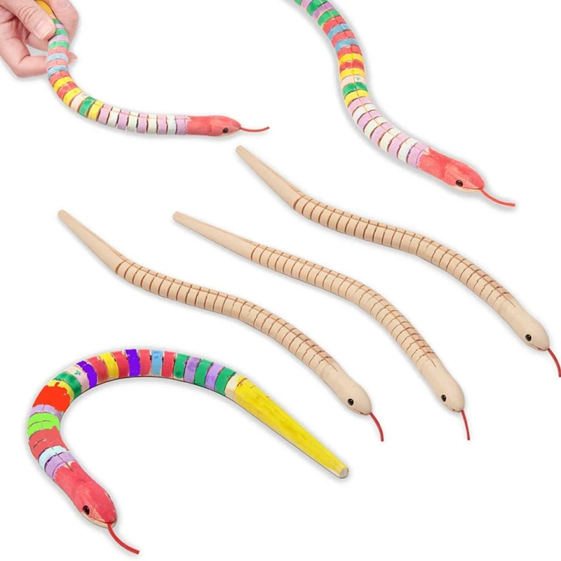 Cobras Wiggly de madeira inacabadas, cobra articulada, modelo animal flexível, artesanato brinquedos para artes, 12 em, 10 unid