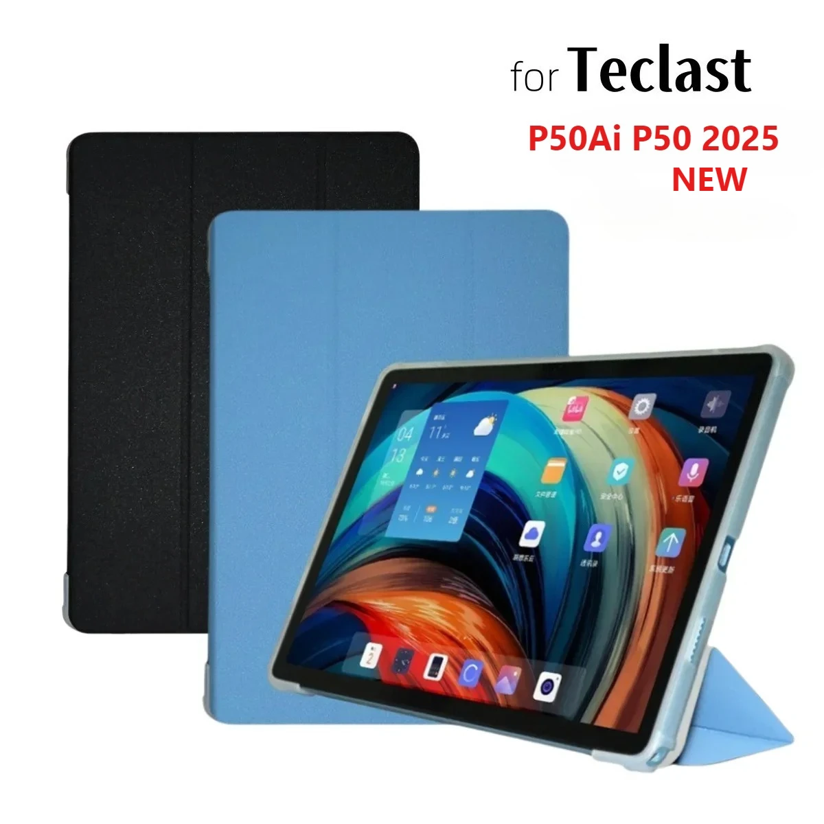 Smart Cover for Teclast P50Ai P50 2025 Tablet Case 11 Inch Folding Stand PU Leather with Soft TPU Back Shell Auto Sleep/Wake-up