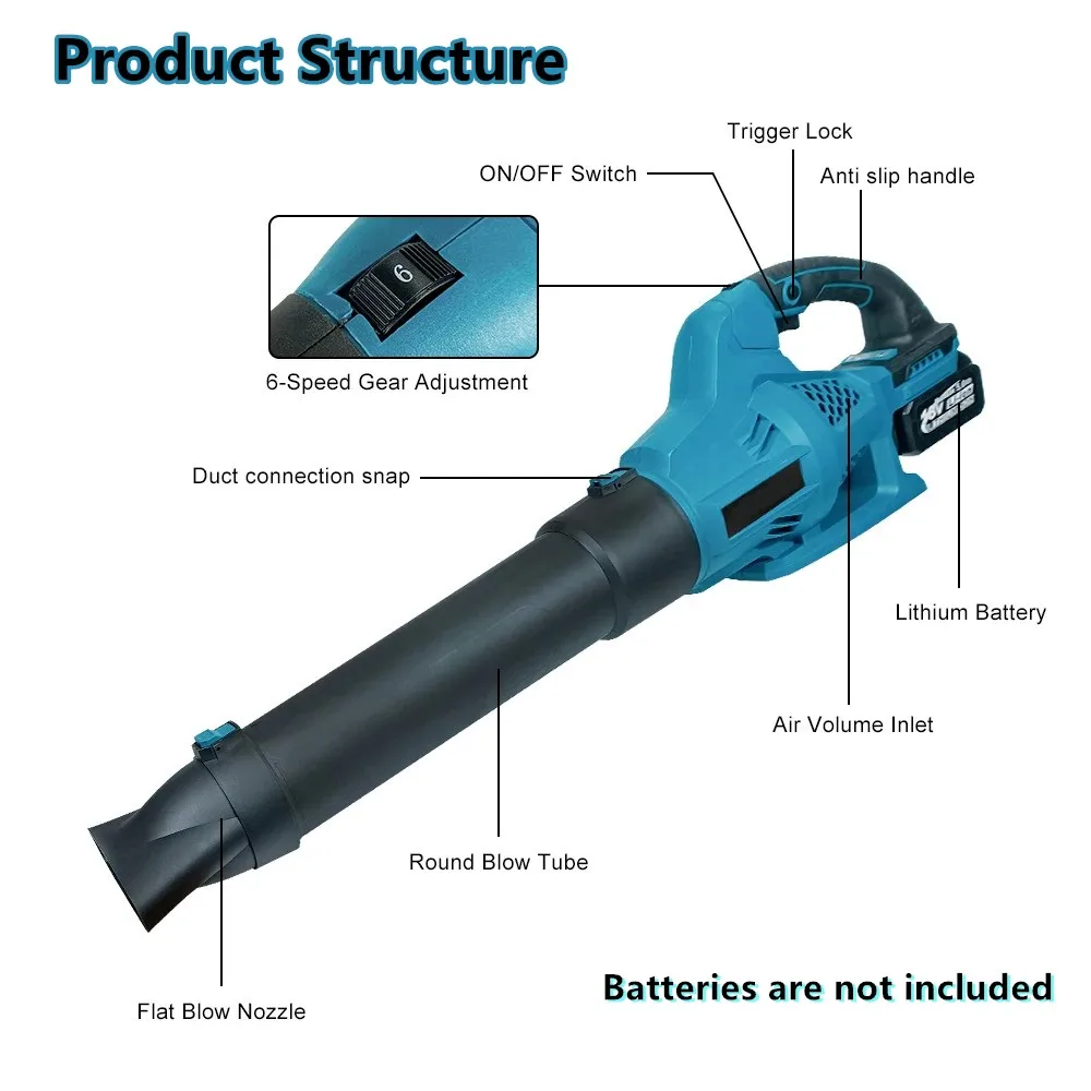 Imagem -05 - Ventilador Elétrico sem Fio Velocidades Folha Neve Coletor de Poeira Vassoura Ferramenta de Jardim para Dewalt Bateria 18v