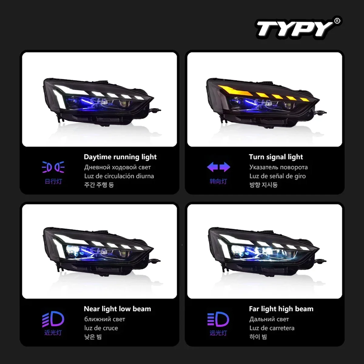 

TYPY Новый светодиодный налобный фонарь, модифицированный для Audi A5, светодиодный фонарь 2017-2021, динамический сигнальный налобный фонарь, автоаксессуары