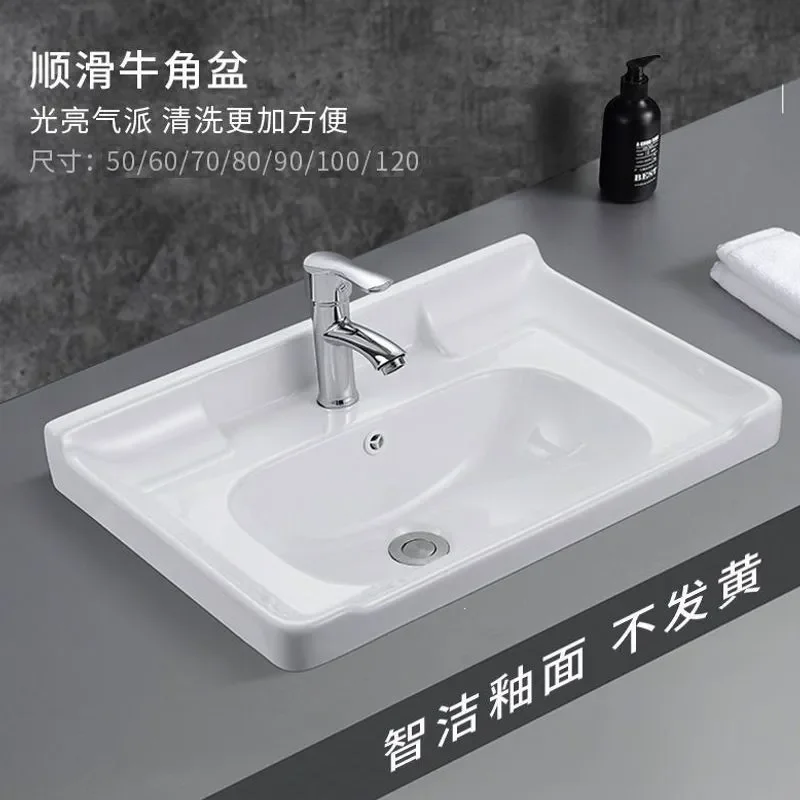 シングル洗面台用セラミック洗面器家庭用浴室一体型シンク