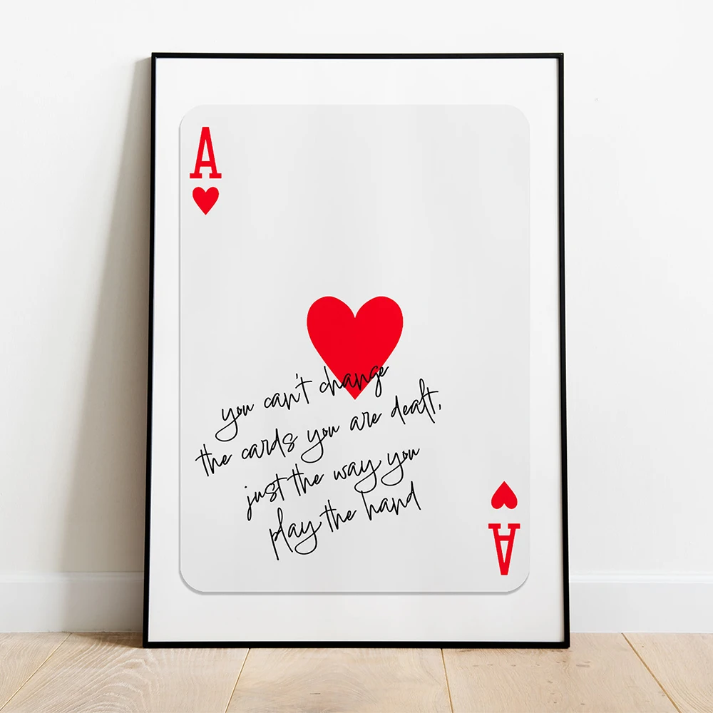 Trendy Ace of Hearts Wall Art Aesthetic Beige Red Canvas Painting Nordic Posters And Prints Wall Pictures For Living Room Decor