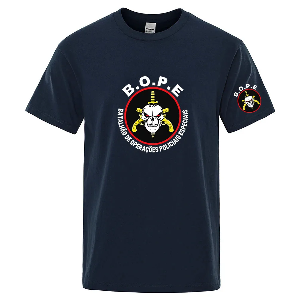 BOPE Tropa De Elite Brazil Special Elite Forces Men's Short-sleeved T-shirt Loose and Versatile Crew Neck Top Breathable T-shirt