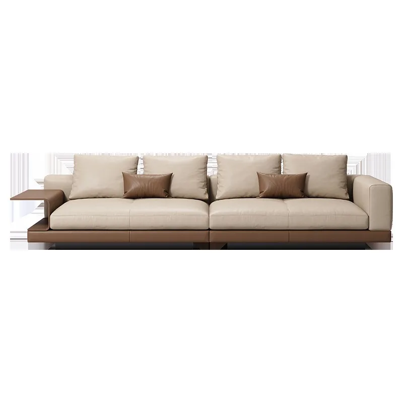 Sofa Italian minimalist first-layer cowhide living room straight row Italian first-layer cowhide SGS test report