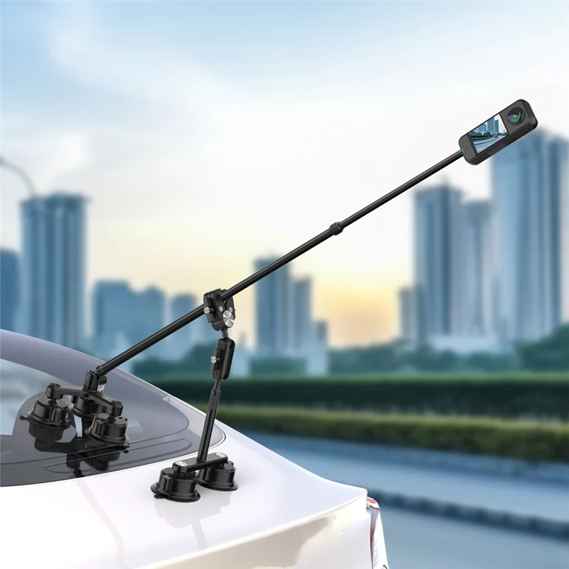 

FFYY-Suction Car Mount For Insta360 X5, X4, X3, One RS,R For Gopro Camera Suction Mount Kit For Action Camera Selfie Stick